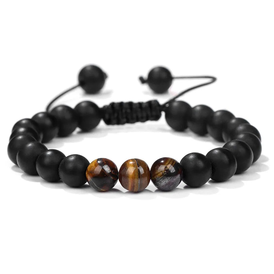 Retro Classic Style Geometric natural stone Volcanic rock Tiger Eye Bracelets In Bulk