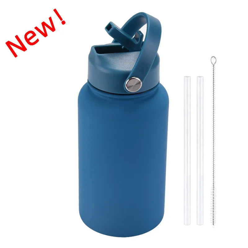 casual solid color stainless steel water bottles