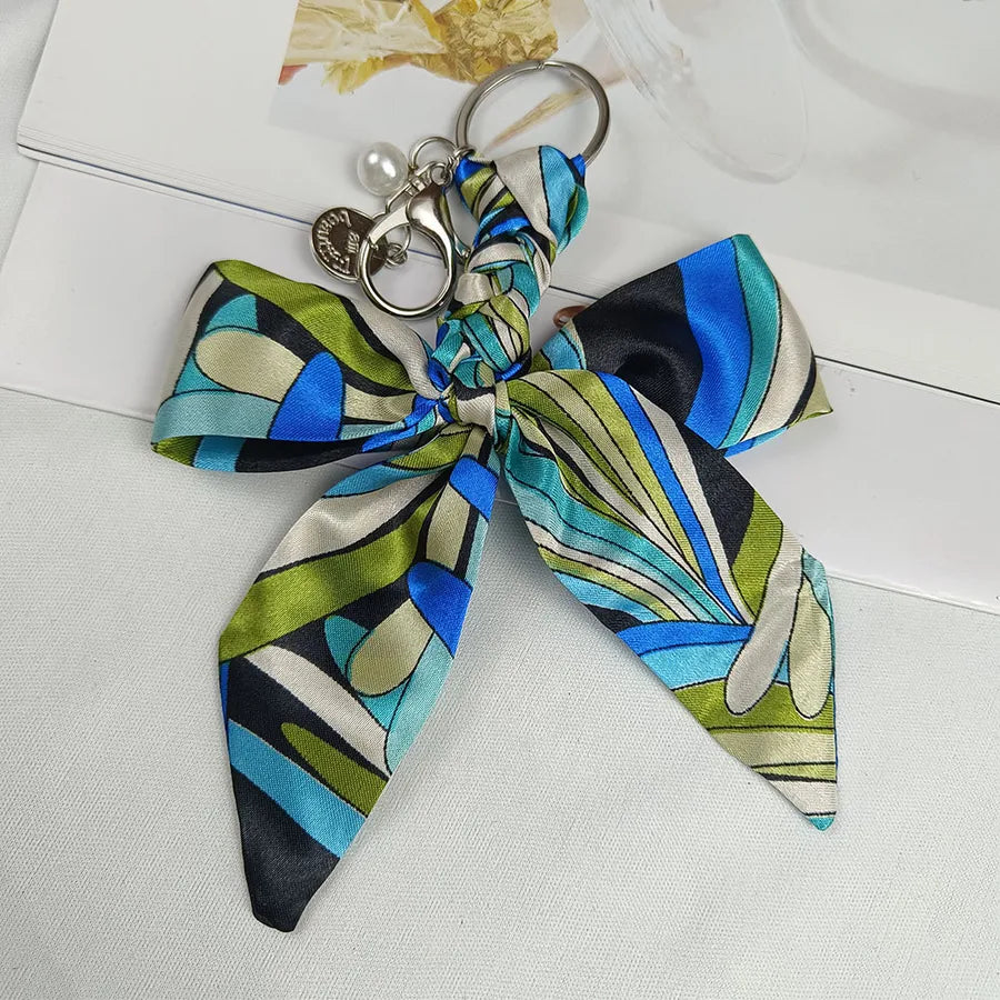 Sweet Simple Style Bow Knot Cloth Metal Unisex Bag Pendant Keychain