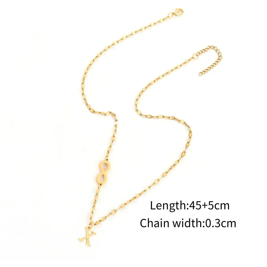Wholesale Jewelry Elegant Simple Style Classic Style Letter Infinity 201 Stainless Steel 304 Stainless Steel Lip Chain Pendant Necklace