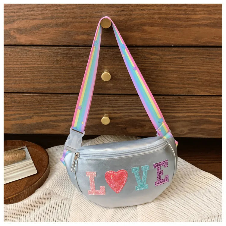 Children's Bag High-value Cute Sequin Baby's Western-style Chest Bag Girls' Colorful Lightweight Crossbody Bag PU Waist Bag