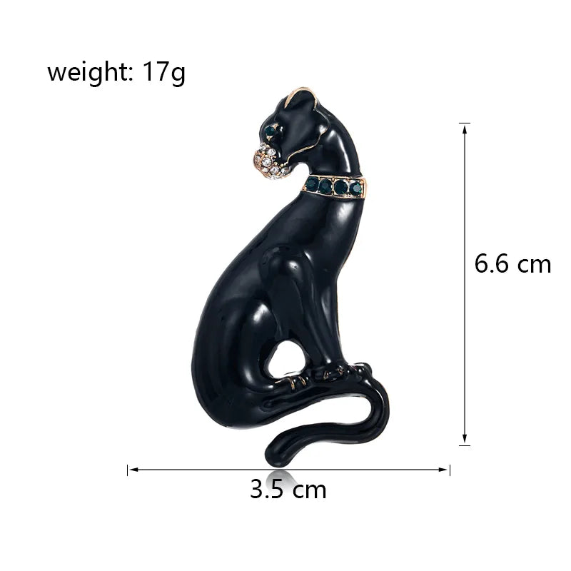 Black Leopard Brooch Pin Men's Women's Formal Western Wear Accessory Elegantly High-End Oil Drop Animal Chest Flower Pin Buckle