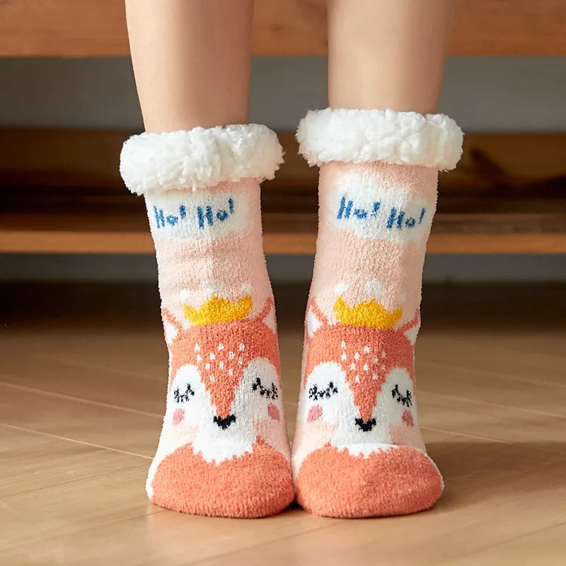 Christmas Sweet Women's Cartoon Polyacrylonitrile Fiber Crew Socks A Pair
