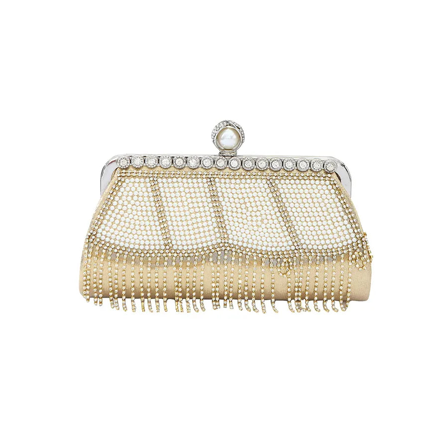 Heavy Industry Tassel Evening Bag Diamond-inlaid Pearl Chinese Cheongsam Handbag Holiday Wedding Dress Bag Banquet Bag