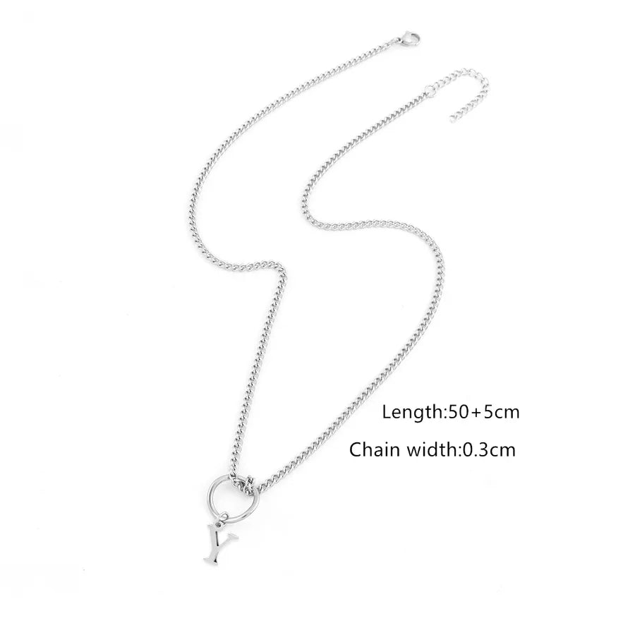 Wholesale Jewelry Retro Simple Style Classic Style Round Letter 201 Stainless Steel 304 Stainless Steel Curb necklace Pendant Necklace