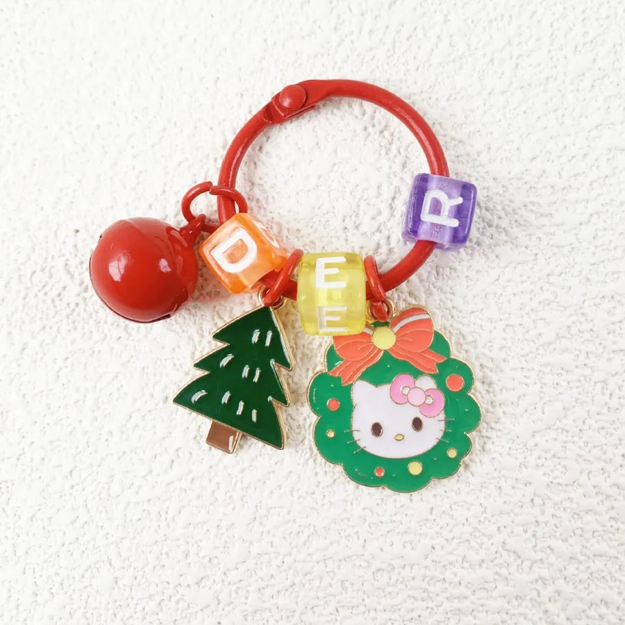 Creative Metal Santa Claus Keychain Christmas Themed Cartoon Small Tag Pendant Couple's Bag Accessory Unique Gift