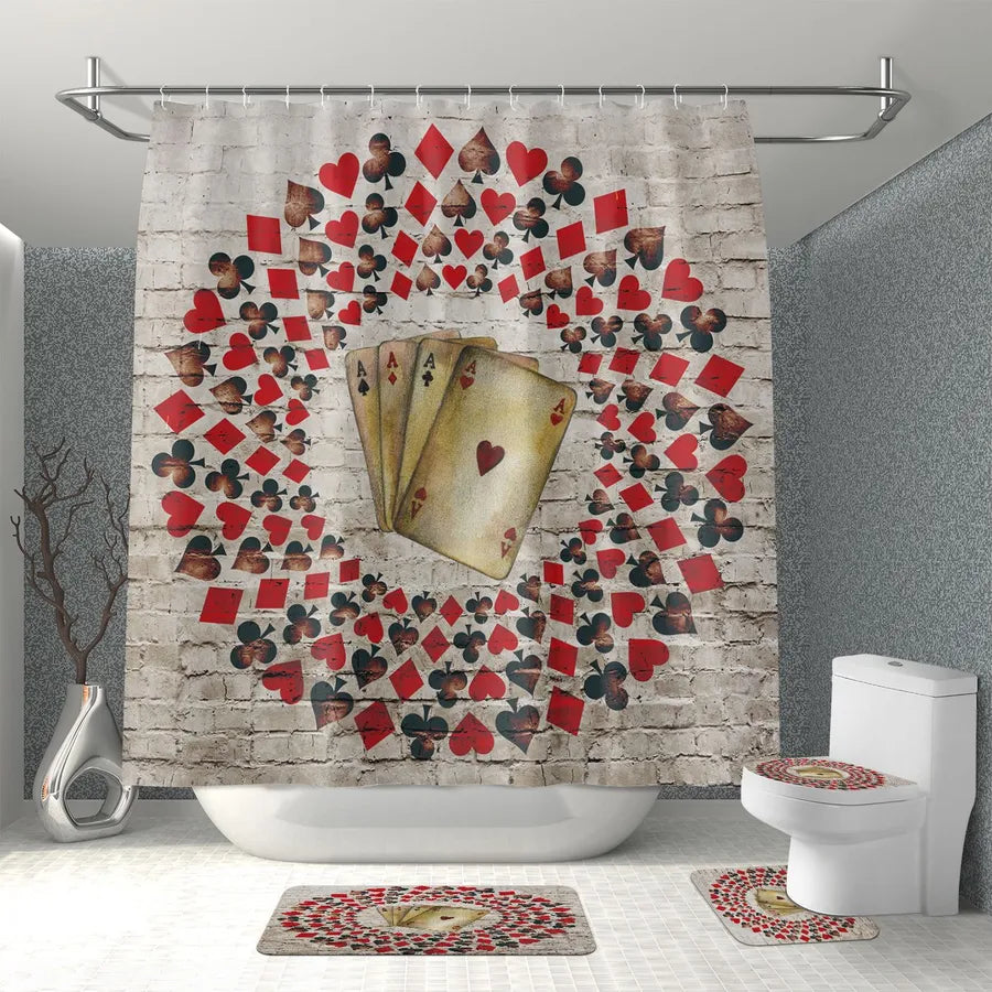 Simple Style Classic Style Geometric Polyester Shower Curtain foot pad Toilet mat Bathing