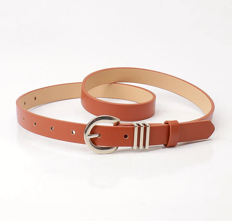 Simple Style Solid Color Pu Leather Alloy Women's Leather Belts