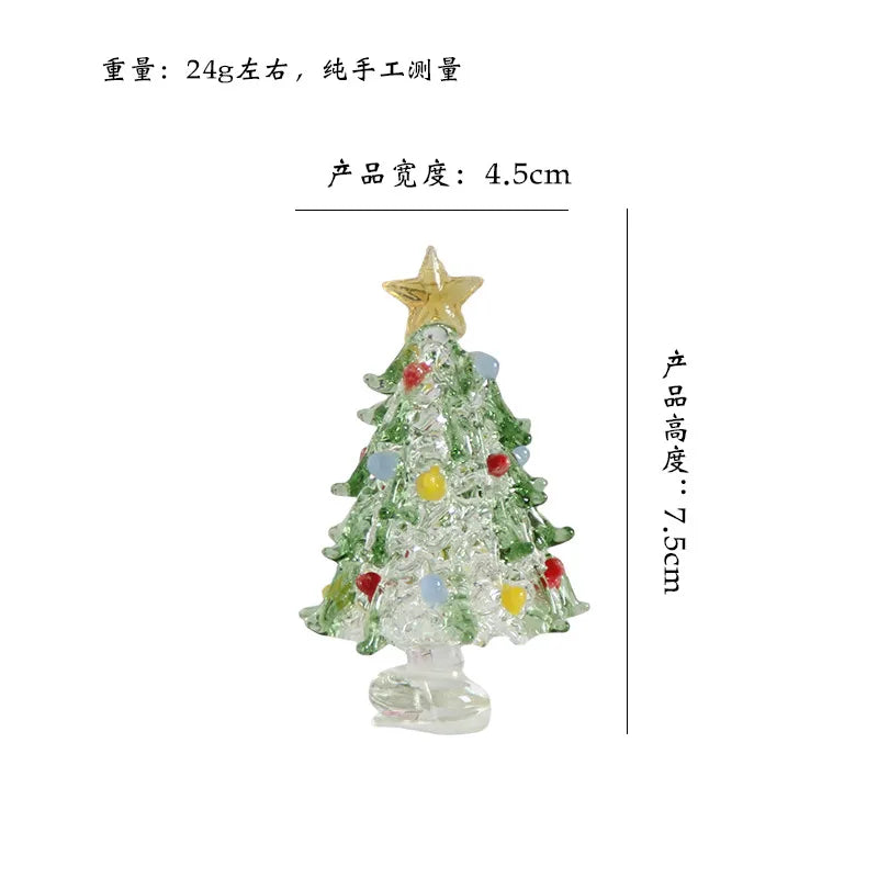 Zibo Lushila Glass Frosted Christmas Tree Craftwork Decorations Home Office Desktop Decoration Festive Season Gift