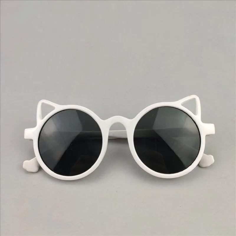 Cute Novelty Modern Style Cat Ac Tinted Lenses Round Frame Full Frame Kids Sunglasses