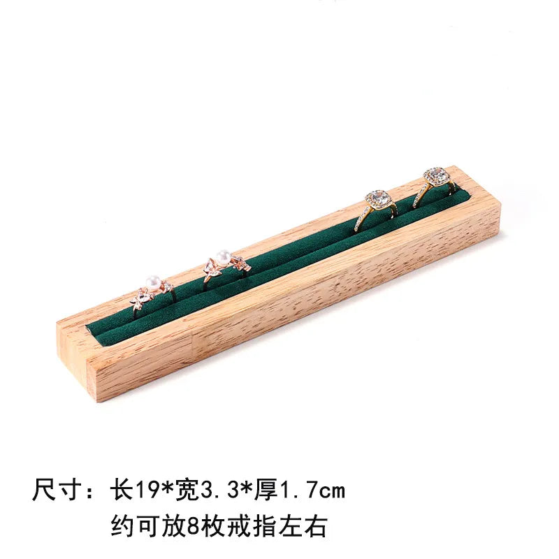 Rectangular Wooden Jewelry Ring Display Stand Holder Plate For Couple Rings High-End Craft Joining Style Jewelry Props