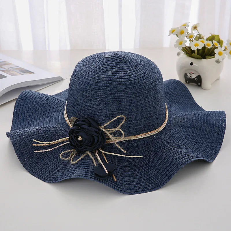 Women's Korean Style Flower Flowers Side Of Fungus Straw Hat