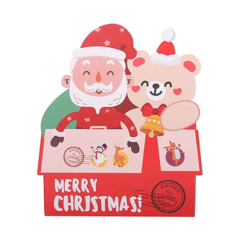 Portable Christmas Santa Claus Cartoon Candy Packaging Box Biscuit Box Snowflake Snack Box For Children Holiday Gift Box
