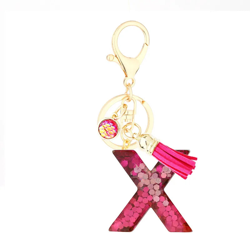 1 piece fashion letter resin patchwork unisex keychain