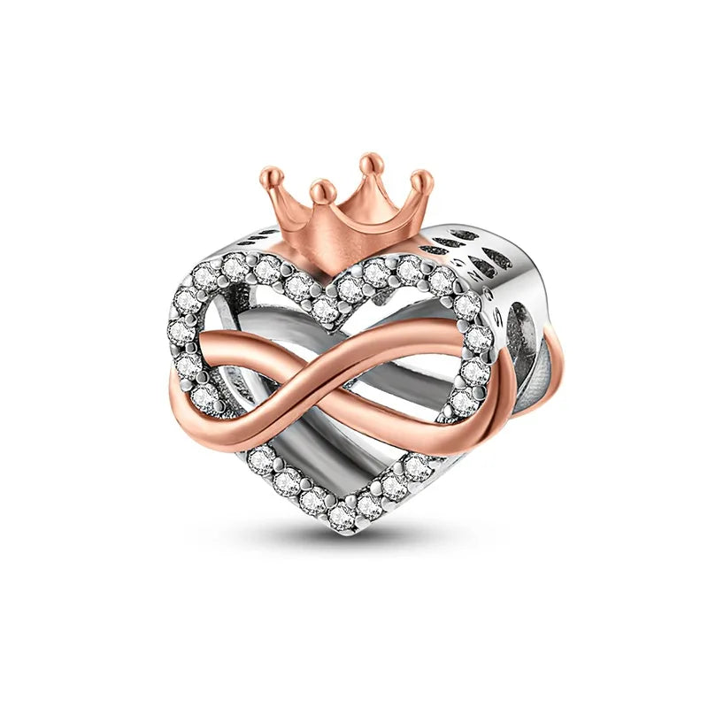 Amazon Hot Sale Original Cool Copper Plating S925 Silver Color Zirconium Heart-Shaped Beaded Charm Bracelet Necklace Cross-Border Wholesale
