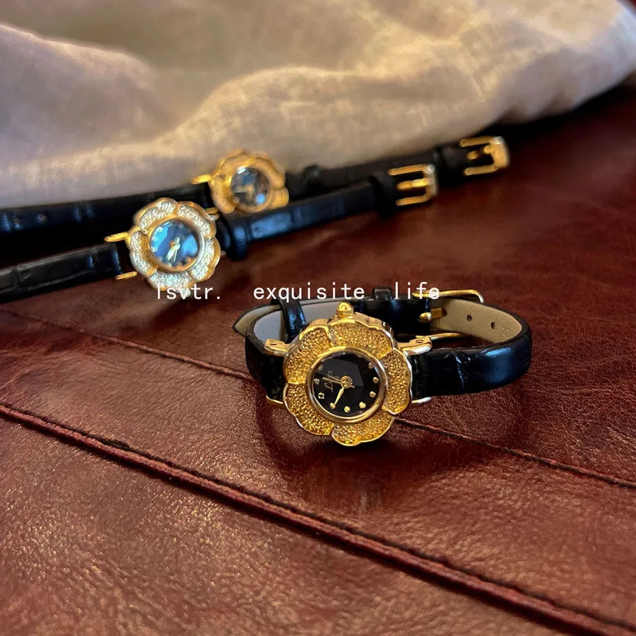 Casual Elegant Lady Flower Buckle Quartz Watch Women's Watches