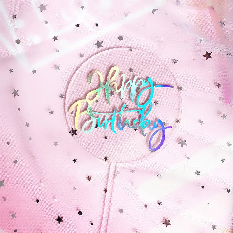 birthday round letter arylic party cake decorating supplies
