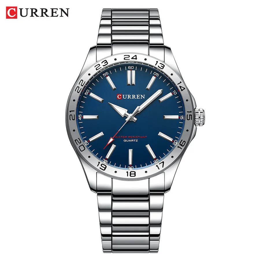 Business Color Block Single Folding Buckle Quartz Watch Men's Watches