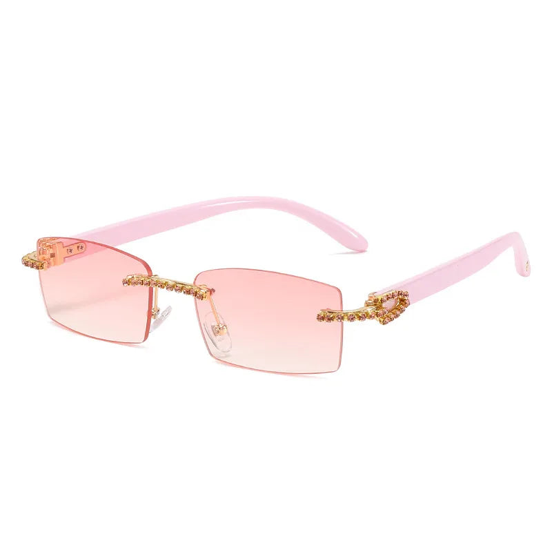 Retro Vacation Rectangle Pc Square Frameless Men's Sunglasses