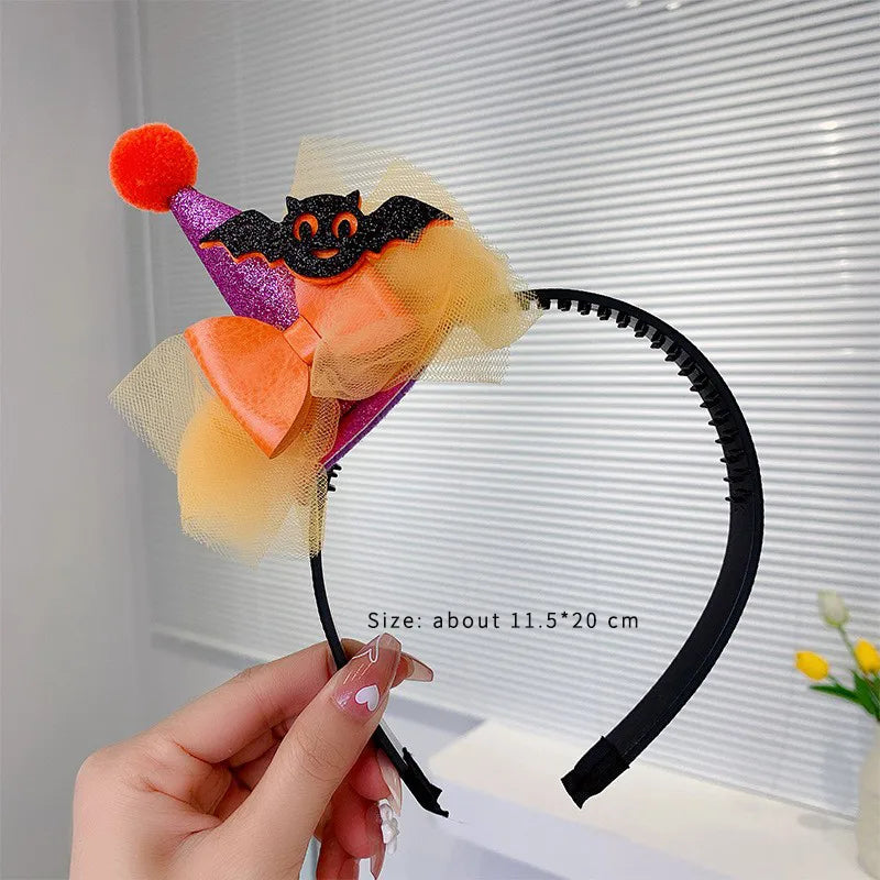 exaggerated funny halloween pattern pumpkin bow knot alloy cloth hair clip