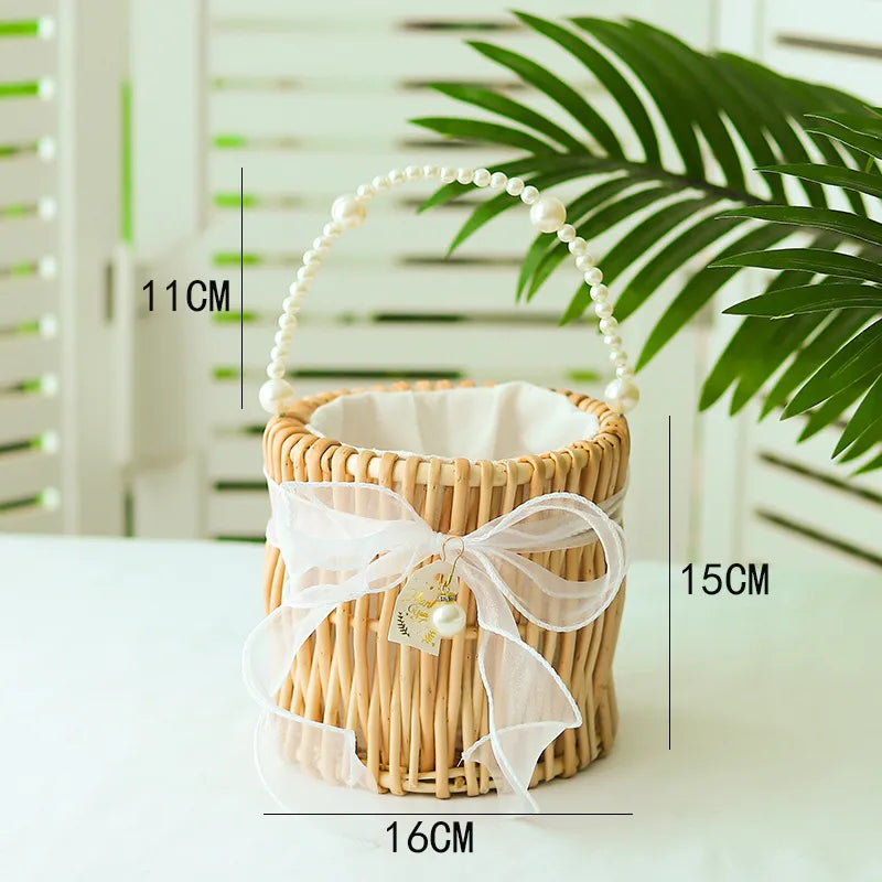 Pastoral Geometric bamboo wisteria Storage Basket