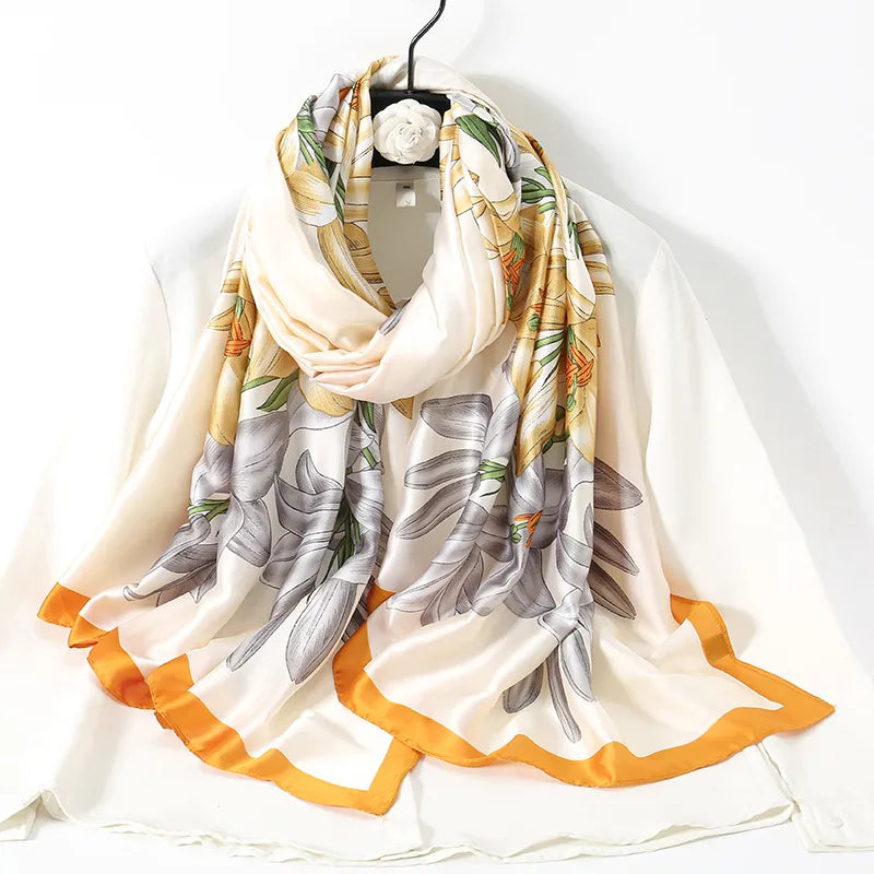 women's lady flower cloud brocade printing scarf