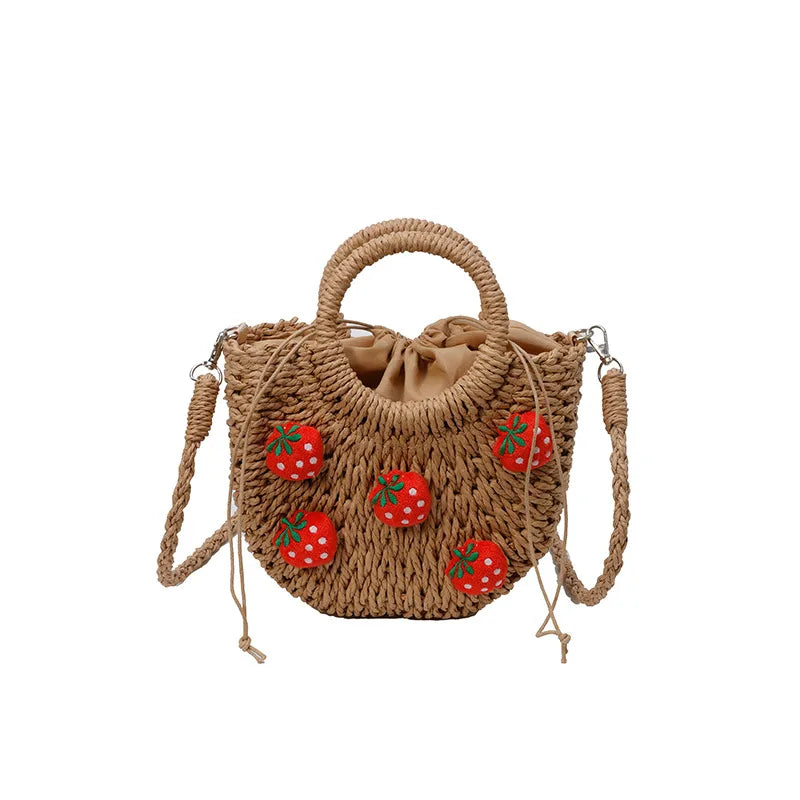 New Cute Vegetable Basket Handbag for Women Office workers Niche High-end One-shoulder Wool Woven Bag for Women by the Sea