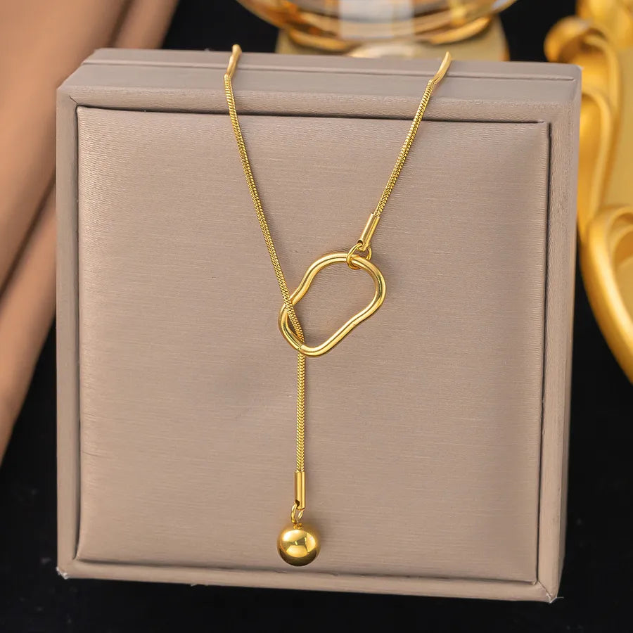 Wholesale Jewelry Elegant Sweet Geometric Heart Shape 304 Stainless Steel Round Plating ball chain cable chain Bracelets Necklace