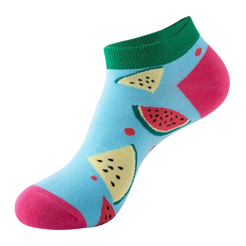 Unisex Cute Modern Style Fruit Strawberry Watermelon Cotton Ankle Socks A Pair