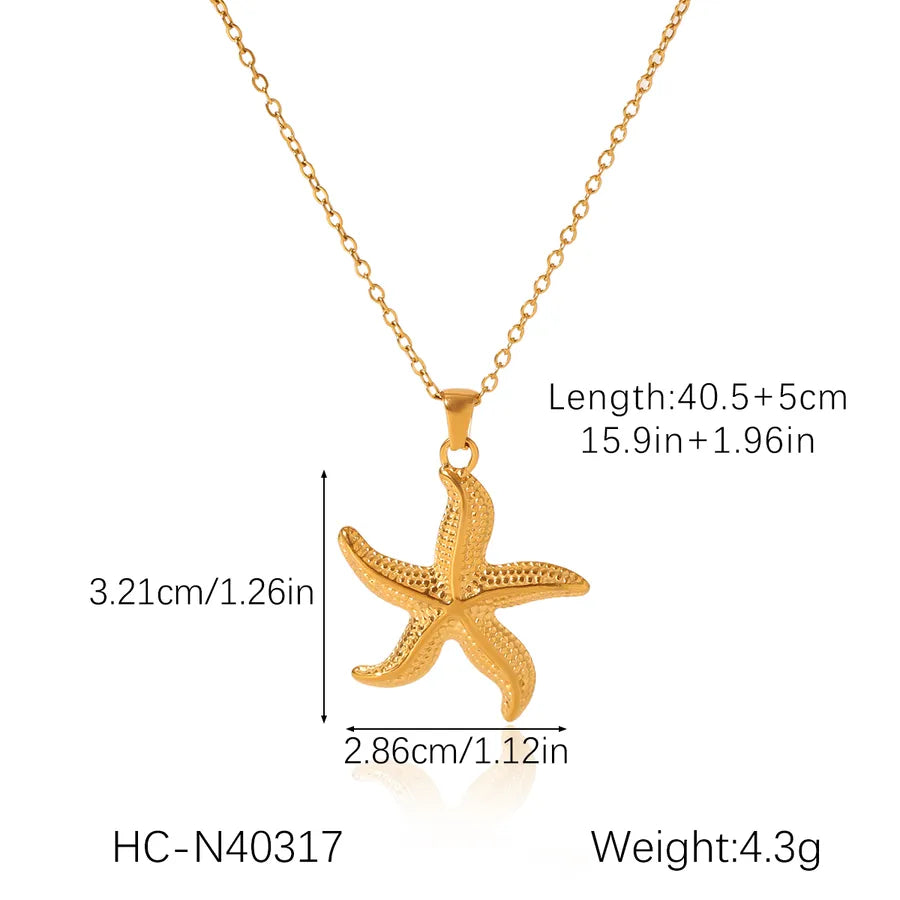 Wholesale Jewelry Hawaiian Bohemian Tropical Starfish 304 Stainless Steel 18K Gold Plated cable chain Pendant Necklace Drop Earrings