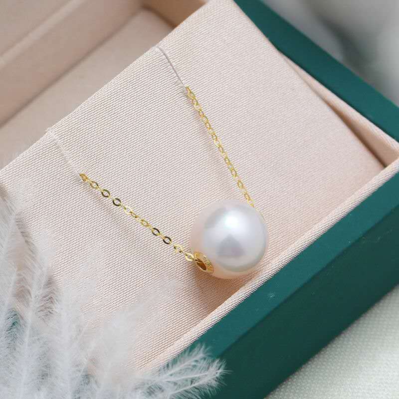 Freshwater Pearl Sterling Silver cable chain Solid Color Necklace