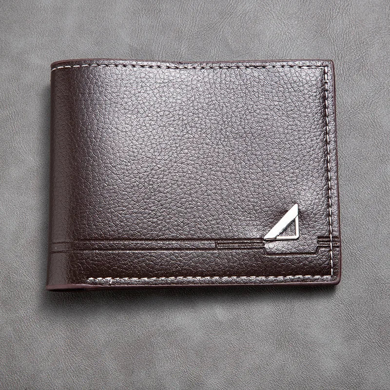 men's solid color pu leather flip cover small wallets