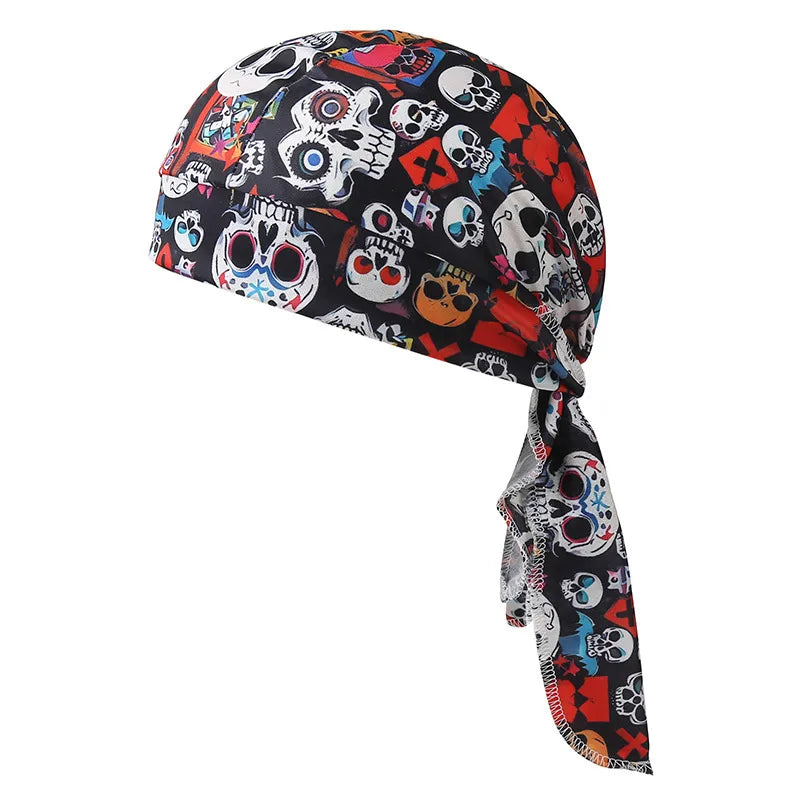 Fashionable Pirate Hat Headscarf Combo For Outdoor Sports And Halloween Party Unique Asymmetric Satin Design Chinese Style Hip Hop