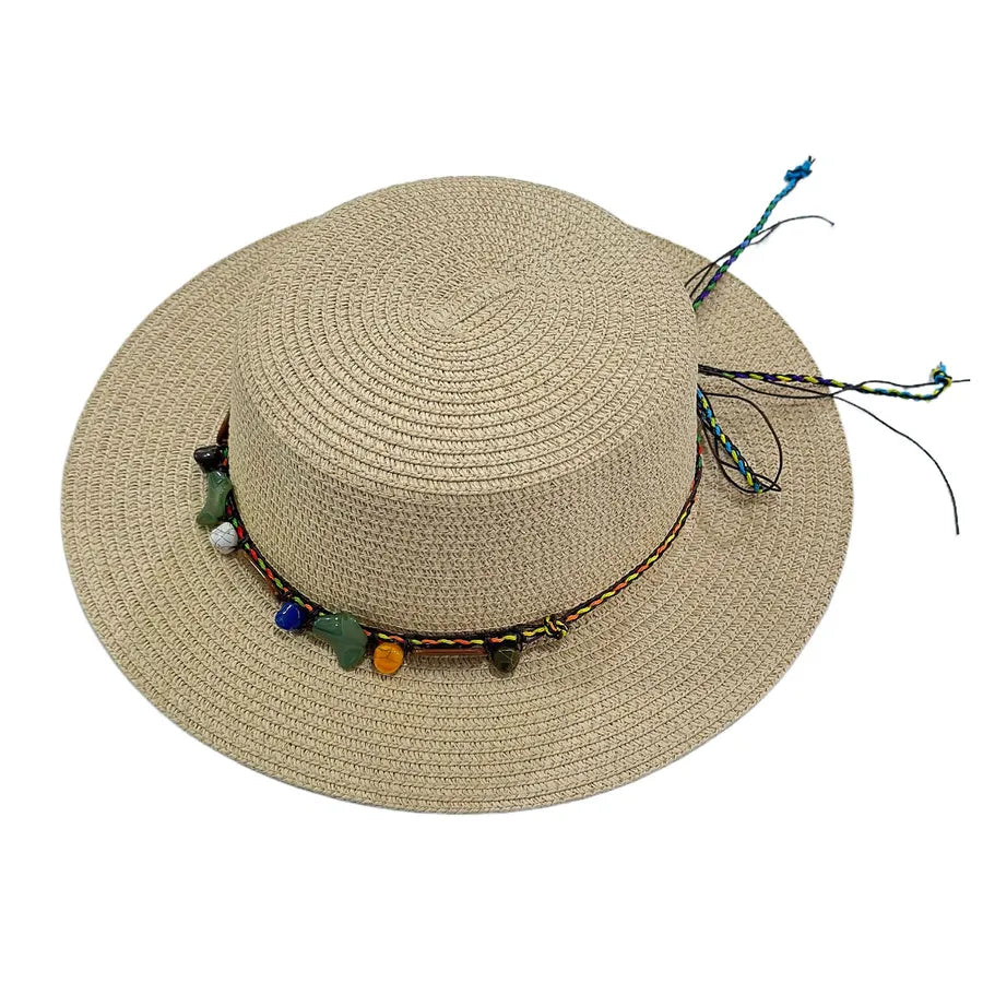 Women's Hawaiian Tropical Shell Flat Eaves Straw Hat