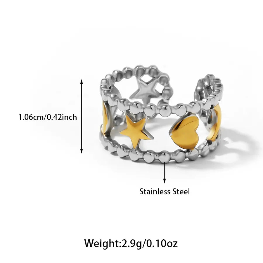 Wholesale Jewelry Casual Starfish Heart Shape Flower 304 Stainless Steel Open Rings
