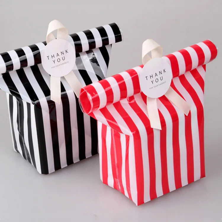 Cute Stripe PP Casual Gift Bags Party Supplies Gift Wrapping Supplies 50 PCS/Package