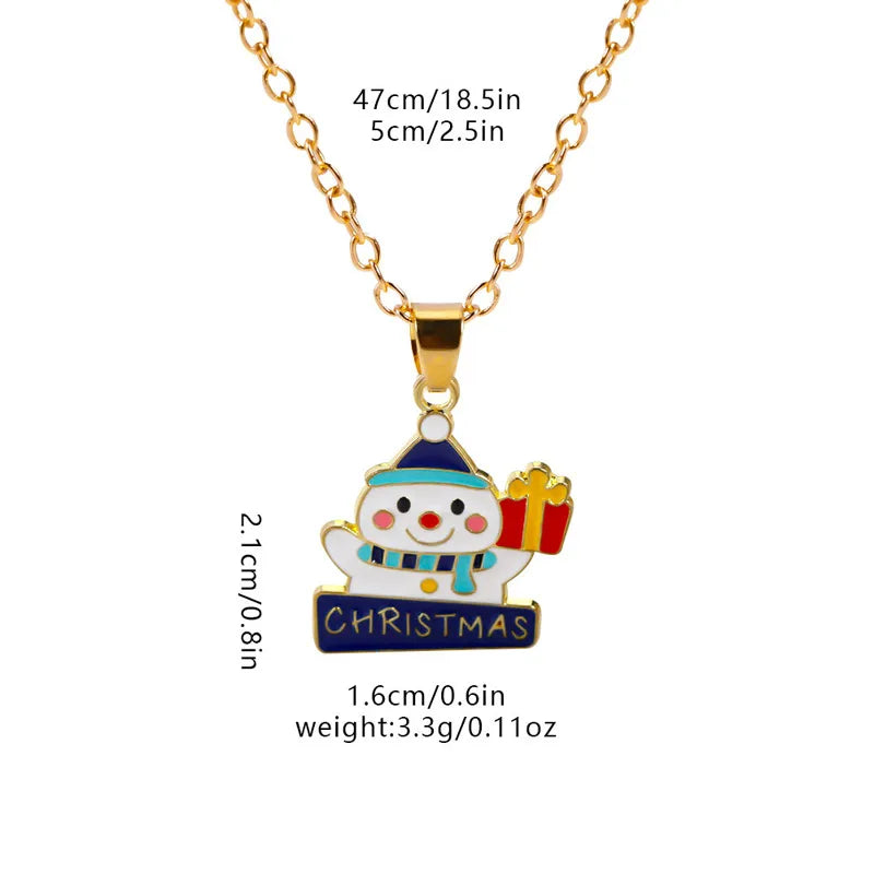 Christmas Elements Deer Santa Claus Alloy Pendant Necklace Christmas Socks Drop Oil Bell Pendant Best Friend Jewelry