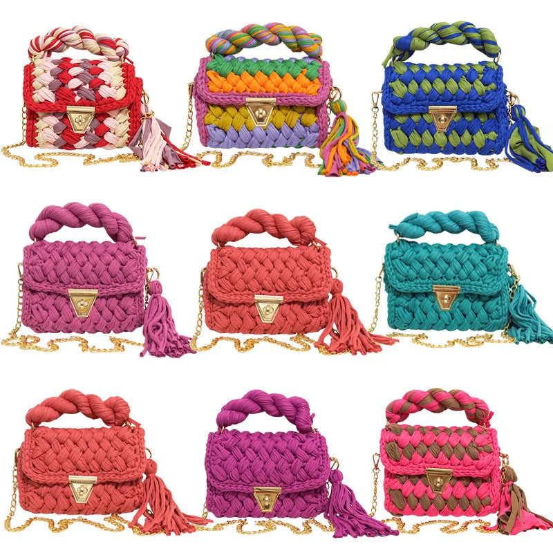 women's polyester color block elegant ethnic style square lock clasp handbag