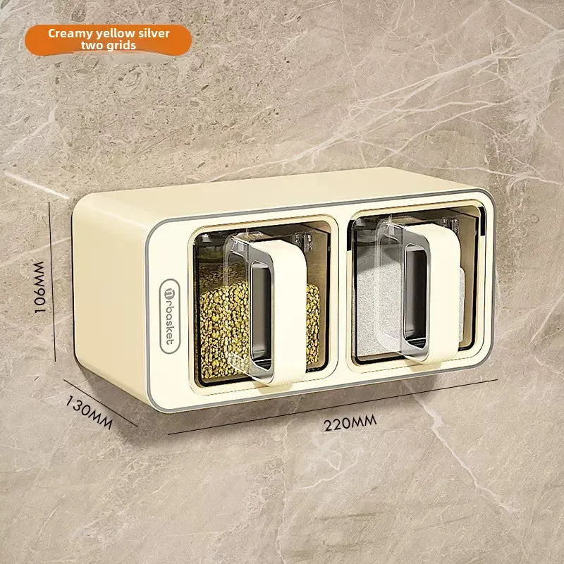 Seasoning box wall-mounted household kitchen pepper condiment storage box salt monosodium glutamate seasoning jar combination set