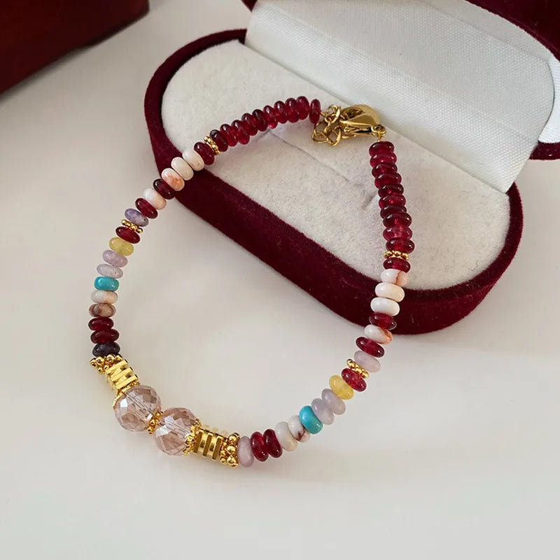 Retro Japanese Style Geometric natural stone Freshwater Pearl Agate Pendant Necklace In Bulk