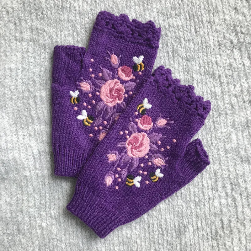 Women's Casual Printing Flower Gloves