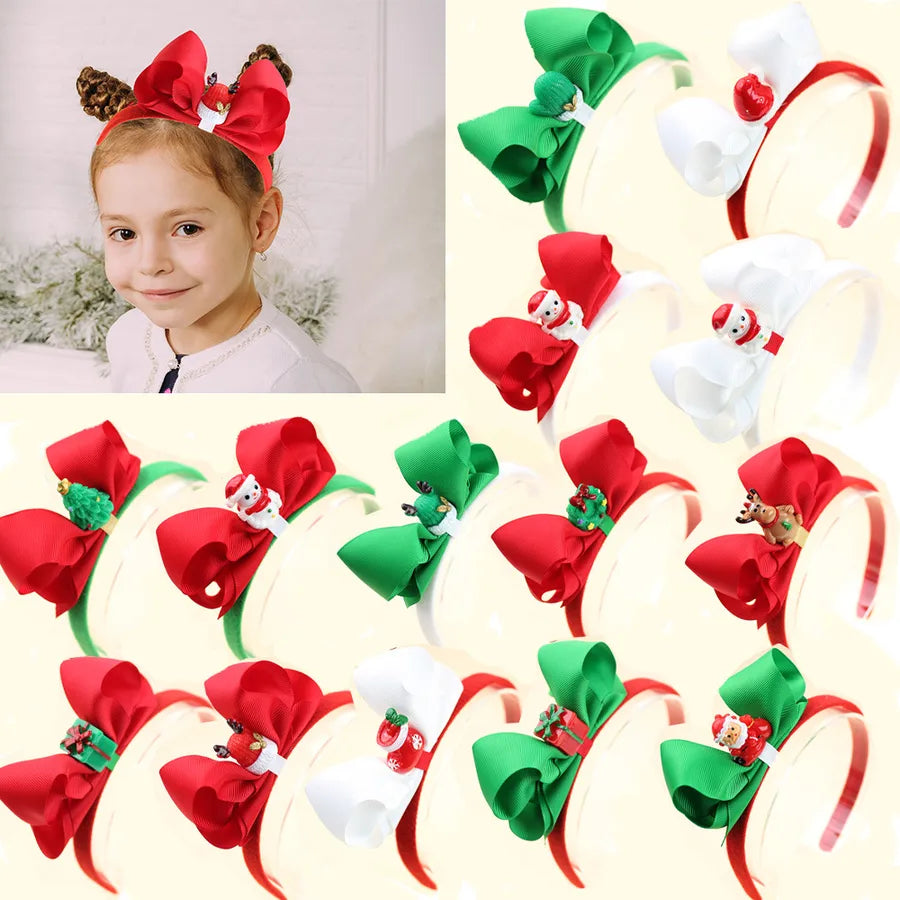 Children's Christmas Party Hairband Cartoon 3D Snowman Santa Claus Accessories Hair Ornaments Festive Butterfly Knot Fabric