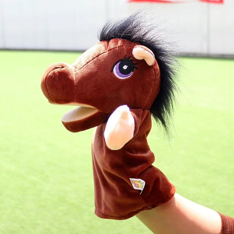 Can open mouth cartoon animal plush hand puppet parent-child toy mouth can move a variety of styles  spot mixed batch