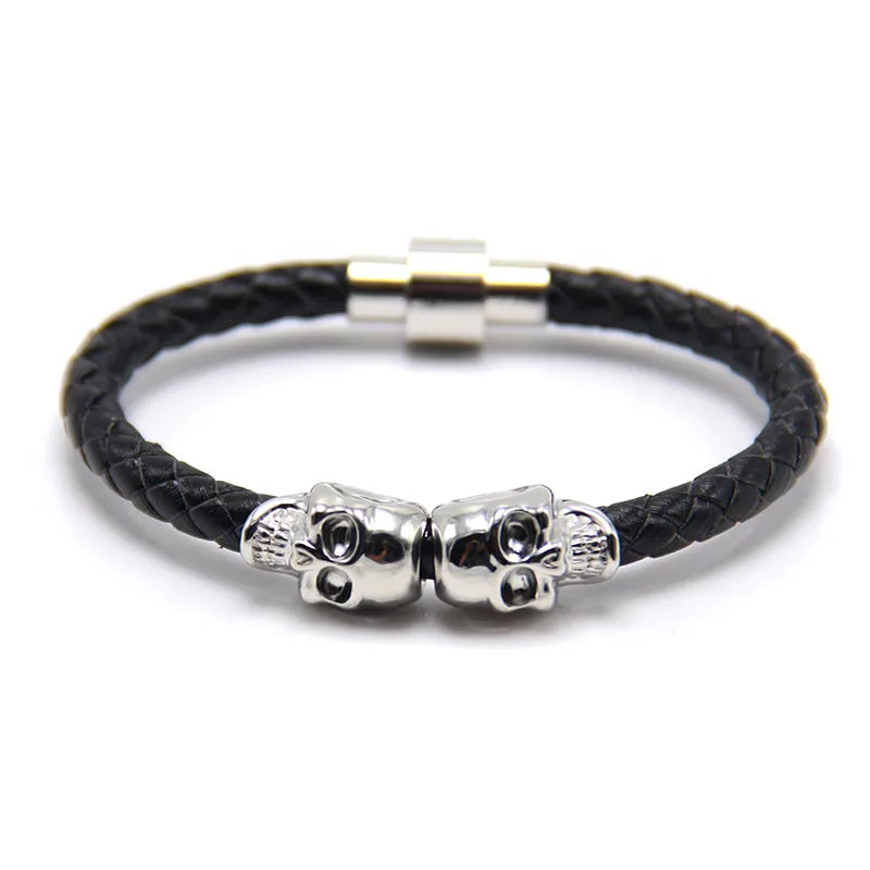 Punk Skull Leather Copper Halloween Men's Bangle