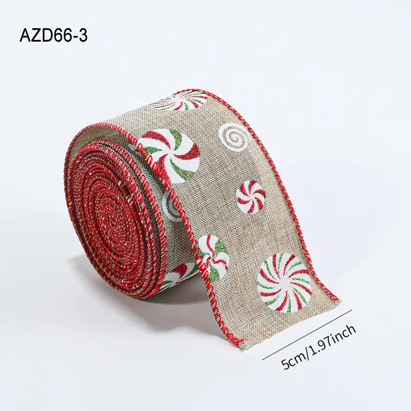Christmas Cartoon Snowman Printed Decorative Ribbon Fabric Tree Flower Ring Gift Butterfly Knot Decorations Bohemian American Style