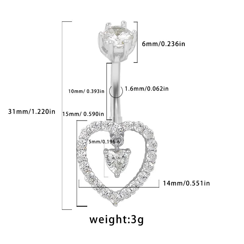 1 Piece Belly Rings Simple Style Classic Style Star 316L Stainless Steel  Alloy Plating Inlay Resin Rhinestones Glass Gold Plated Silver Plated Belly Rings