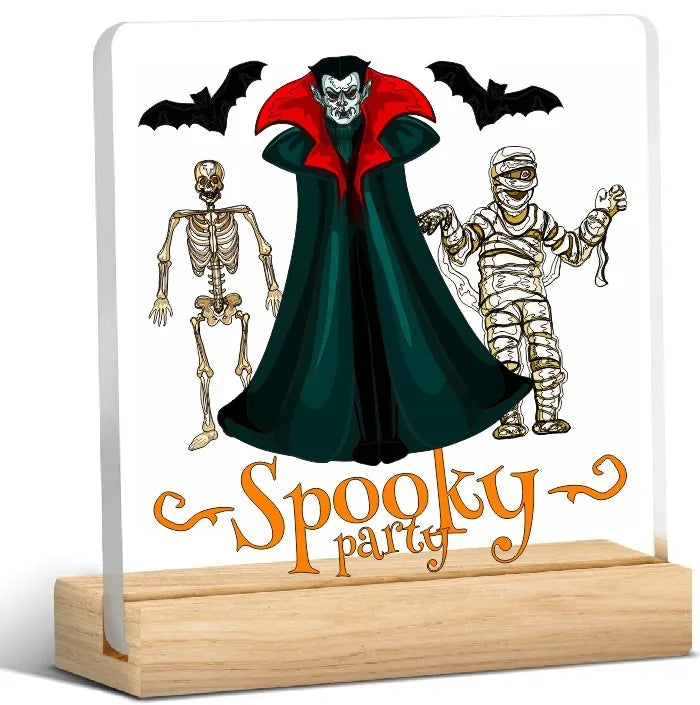 Acrylic Halloween Decorative Tabletop Wooden Ornaments Transparent Festive Home Decoration Ideal For Party Setup