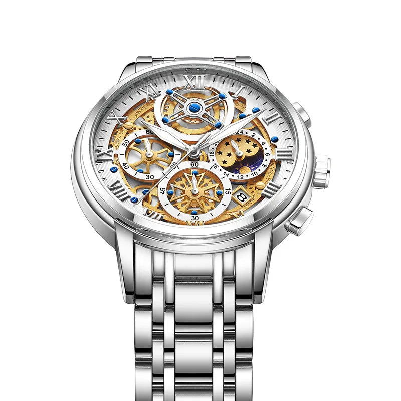 LIGE  Special for New Explosions Men's Quartz Watch Multifunctional Waterproof Watch Hollow Concept Watch