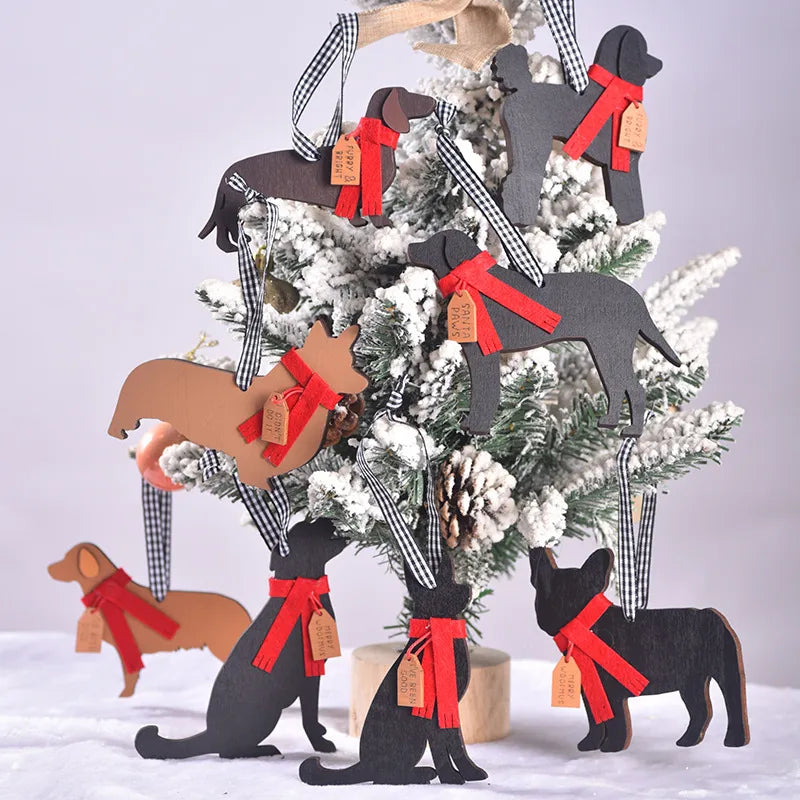 Christmas Decorations Scarf Dog Pendant Christmas Tree Ornaments Scene Dressing Up Supplies Classical American New Style