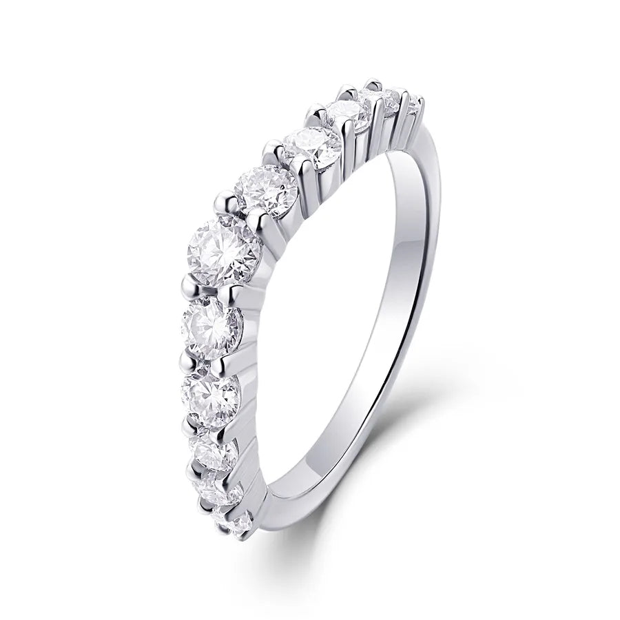925 Sterling Silver Moissanite Geometric Rings GRA Certificate